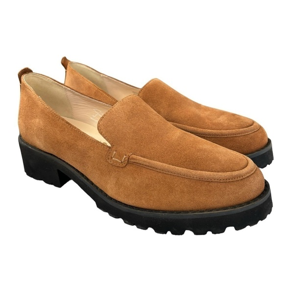 Hush Puppies Shoes - Hush Puppies Womens Lug Sole Loafers Carmel Water Resistant Suede Chunky Size 11